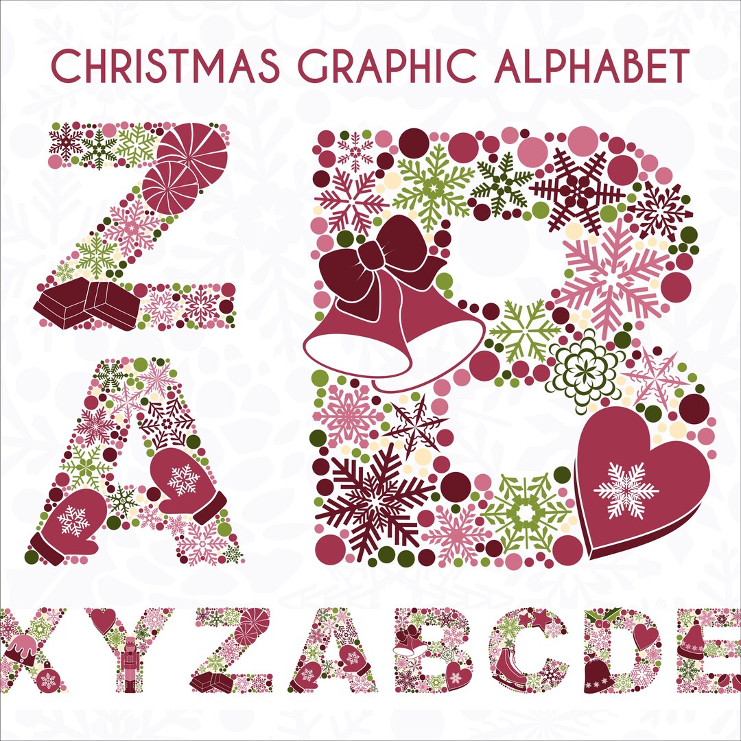 Xmas Winter Alphabet PNG Clip Art. SVG Files of Purple, Brown, Green ...