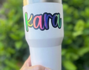 Layered Vinyl Decal, Holographic Name Decal, Sticker for Water Bottle
