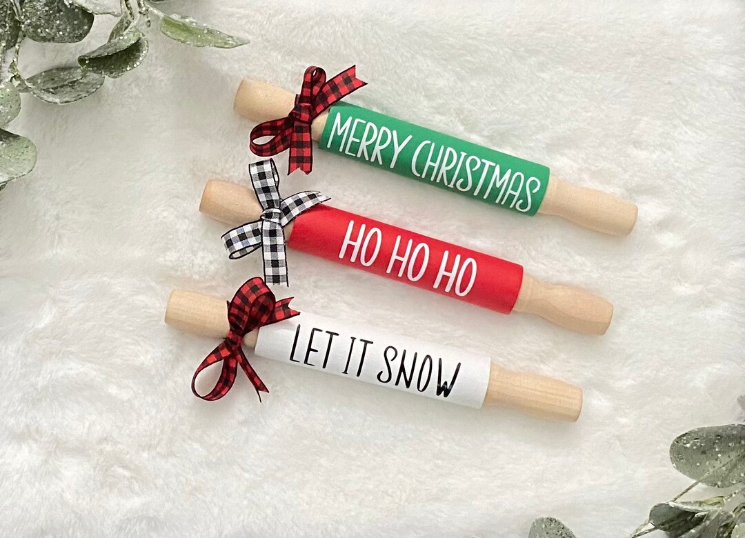 Mini Rolling Pins, Christmas Rolling Pins, Holiday Mini Rolling Pin, Winter Decor, Christmas