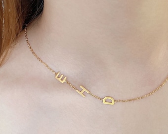 Personalized sideway initial necklace Custom space letter necklace any name choker 7 mm*9 mm alphabet dainty letters gift for her