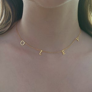 Personalizado nombre inicial collar personalizado pequeño alfabeto collar DIY espacio horizontal carta collar de plata esterlina oro rosa