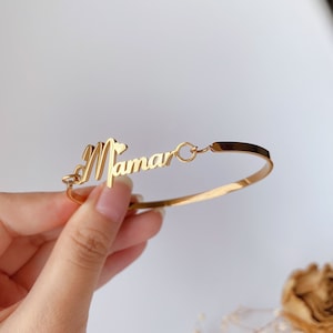 Custom name bangle personalized name bracelet 3mm width bangle new born baby&#39;s bangle gift for mom birthday gifts