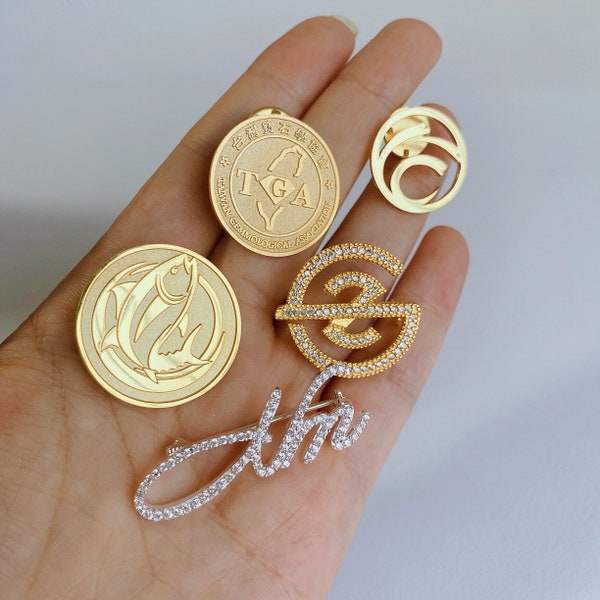 Custom Logo Brooch Personalized Any Logo Pin Relief Pin Diamond Pin Customized Company Pin School Badge Memorial Gifts For Members