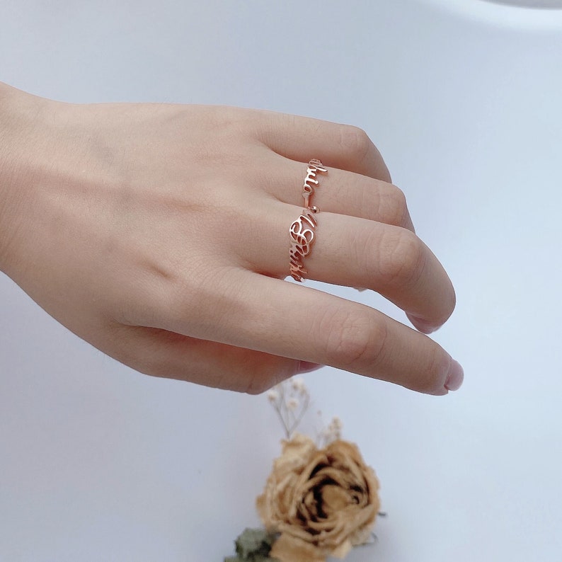 Custom name ring Personalized 1 mm2 mm width name Ring Any name couple/'s ring gifts for her sterling silver 18 K gold