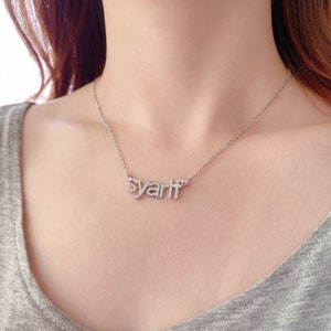 AANGEPASTE strass naam ketting gepersonaliseerde volledig geboorde zirkoon naam ketting DIY glanzende eerste letter ketting verjaardagscadeau voor haar afbeelding 6