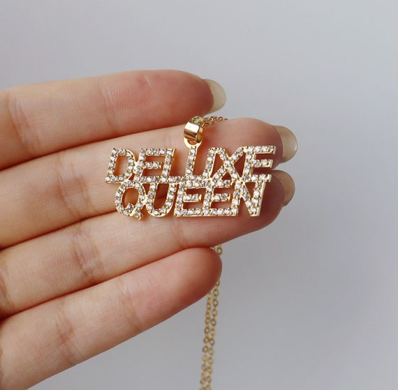 Custom rhinestone name necklace outlet