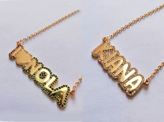 Crystal name plate necklace discount