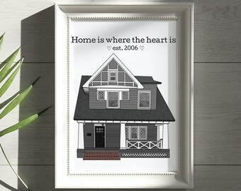 Custom Home Illustration Print