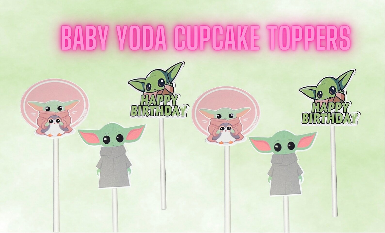 Baby Yoda Cupcake Toppers L Baby Yoda Inspired L Baby Yoda Etsy India