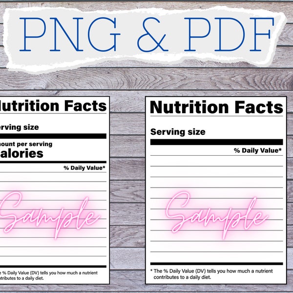 Blank Nutrition Facts Template - Etsy