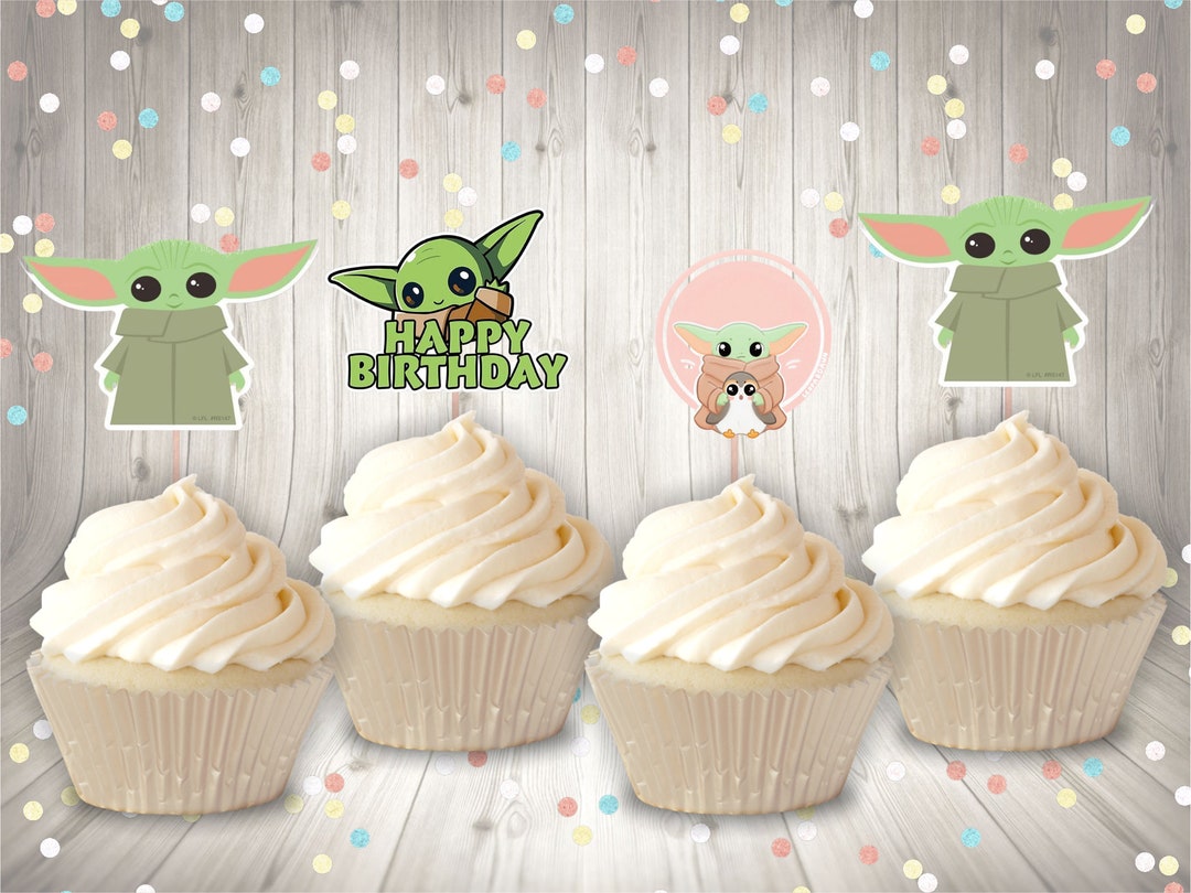 Baby Yoda Cupcake Toppers L Baby Yoda Inspired L Baby Yoda Etsy