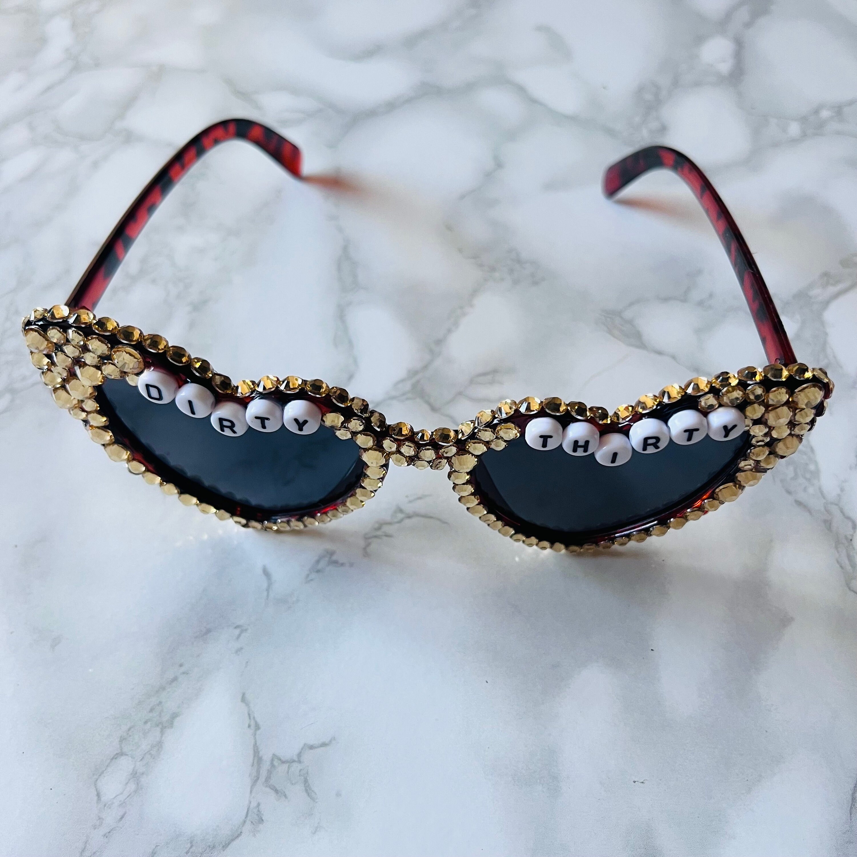 Dirty Thirty Gold Embellished Sunglasses - Etsy display picture 1