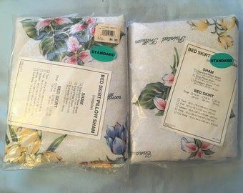 New In Package, Lot Of 3 STANDARD PILLOW SHAMS, Quilted Thick 50% Cotton / Polyester Blend, Botanical Floral Pattern " Springmaid Wamsutta "