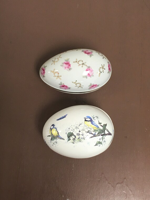 Mann Bone China Easter Egg Covered Dish Vintage Ceramic Rose Covered Egg