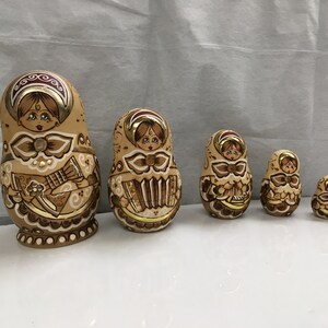 Rare BIG WOOD PENCIL Matryoshka Doll Russian Unused Like New Hand Painted Souvenir 8 long x 78 thick Bought in Russia Red Orange Yellow