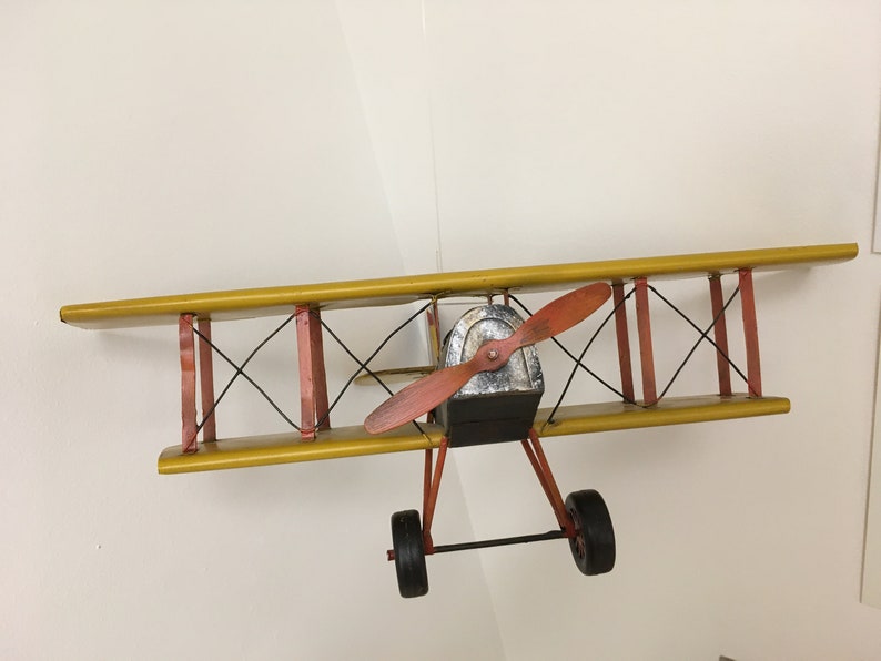 Curtis JN-7H Jenny Barnstormer Biplane – 19" Metal Model Aircraft Decor