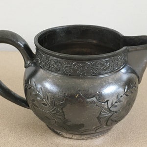 ANTIQUE 1853 - 1859 TAUNTON Silver Plate Co. Triple Plate 775 Mark Small Creamer or Mini Pitcher