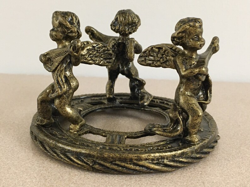 BRASS ANGELS CHERUBS Sculpture Vintage Brass Cherubs Playing a Etsy