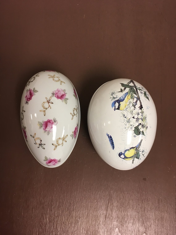 Mann Bone China Easter Egg Covered Dish Vintage Ceramic Rose Covered Egg
