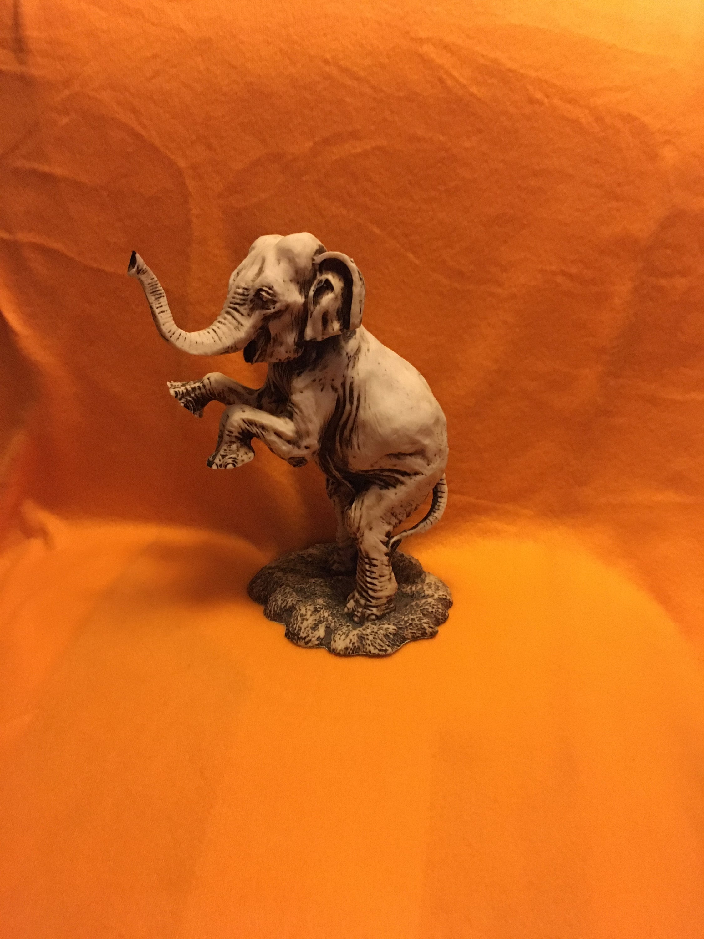VINTAGE ELEPHANT FIGURINE Faux Bone Resin, Handmade Resin