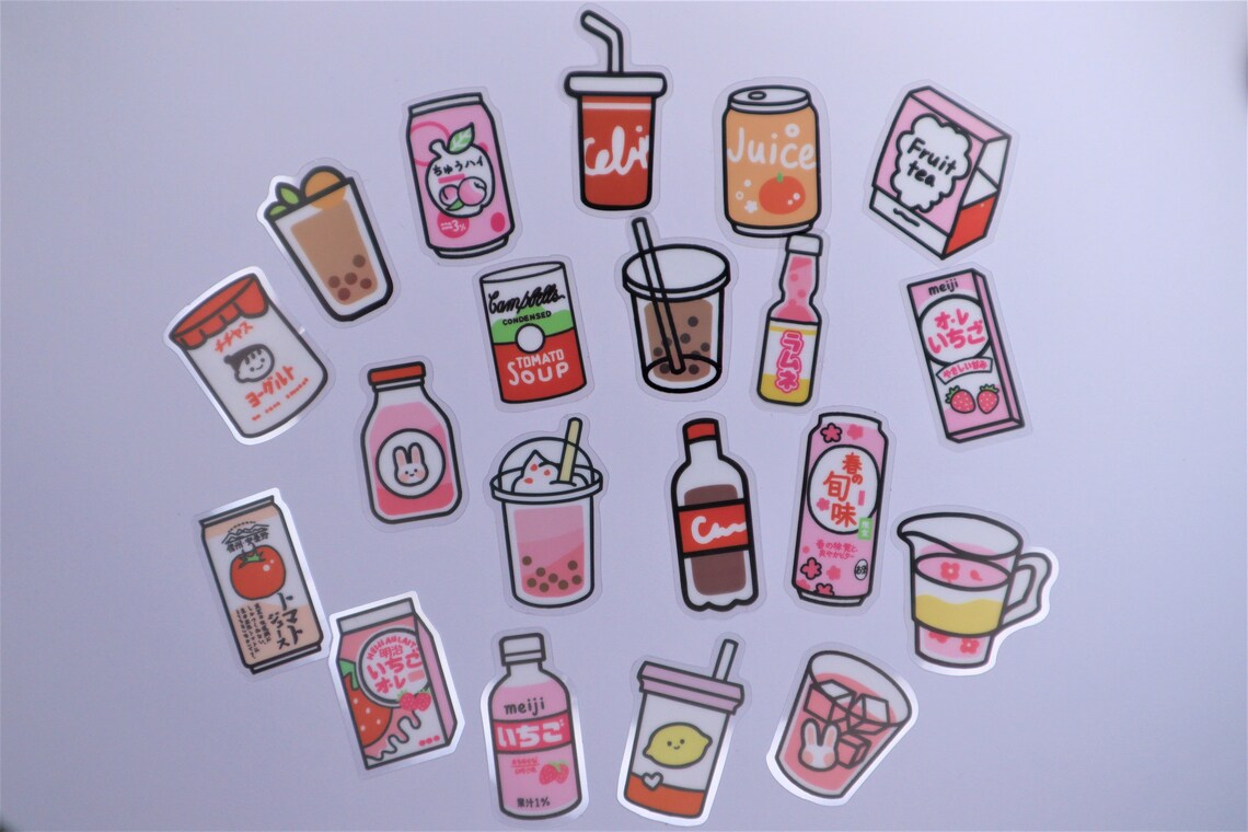 Cute Japanese drinks stickers kawaii stickers Japanese cute Etsy