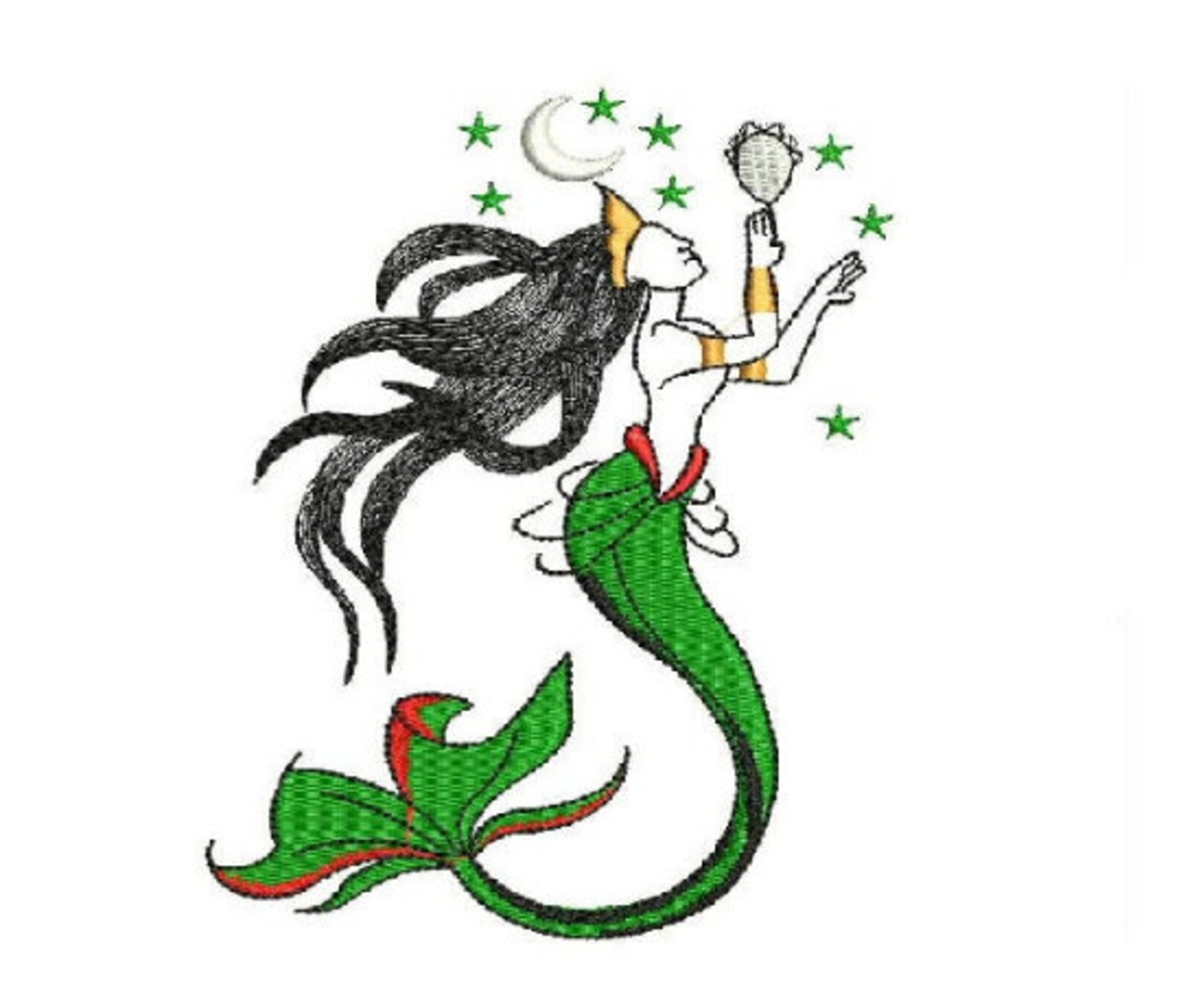 Mermaid embroidery designs instant download filled stitches  etsy