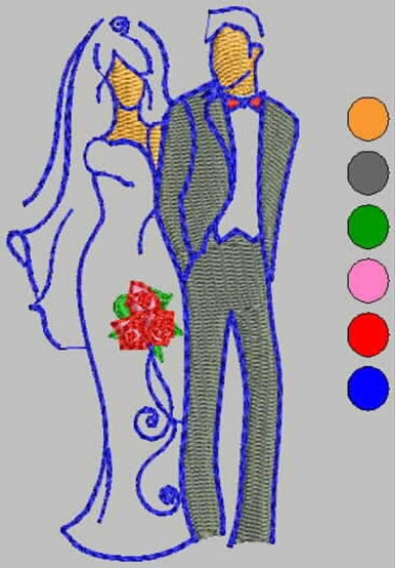 Bride and Groom Machine Embroidery Designs Wedding Patterns Etsy UK