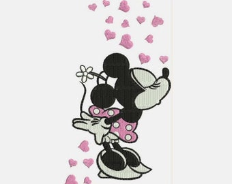 Minnie Mouse Heart Machine Embroidery Designs - Instant Download Filled Stitches Embroidery Design 112A