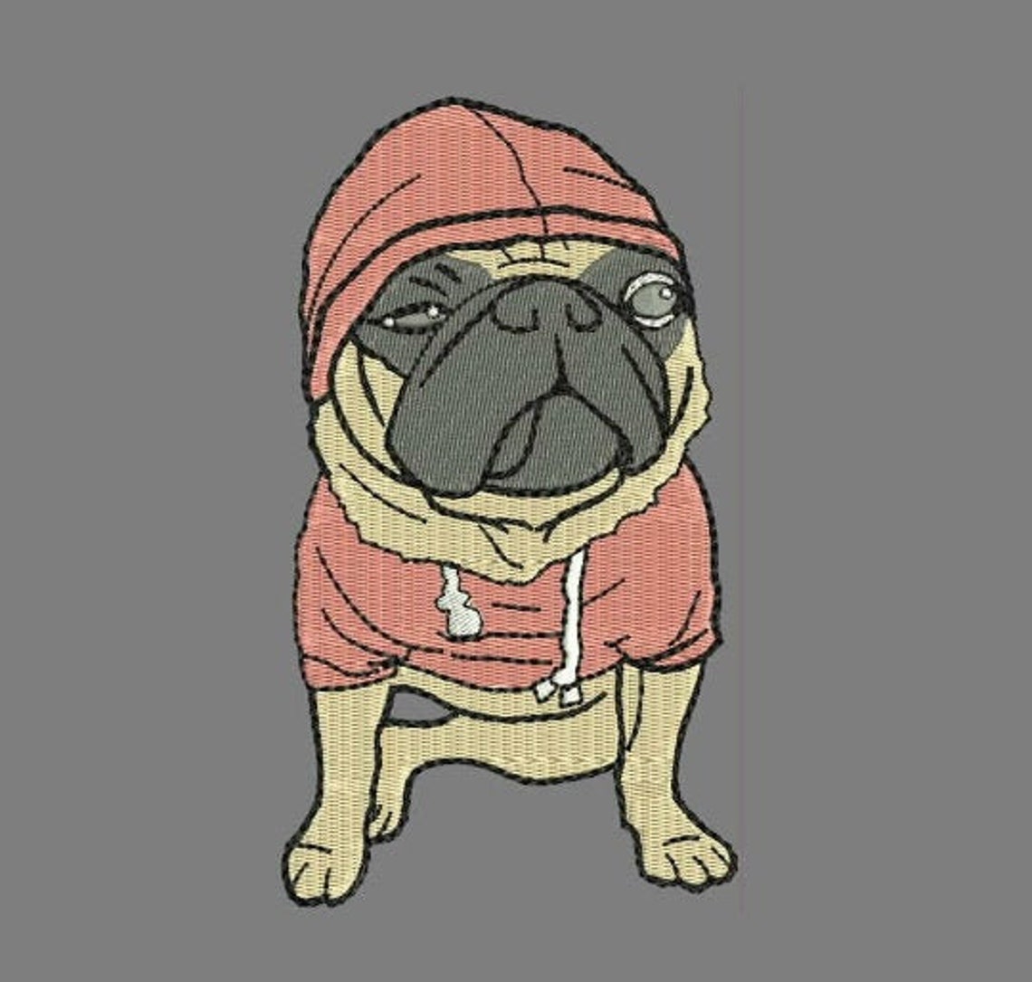 Cute pug dog machine embroidery design pug instant download  etsy new