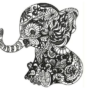 Elephant Mandala Broderie Designs - Téléchargement instantané Rempli Stitches Design 1933