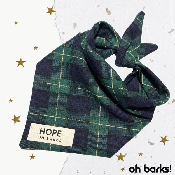 Dog bandana • Christmas dog bandana scarf • Tartan Green dog bandana • pet bandana