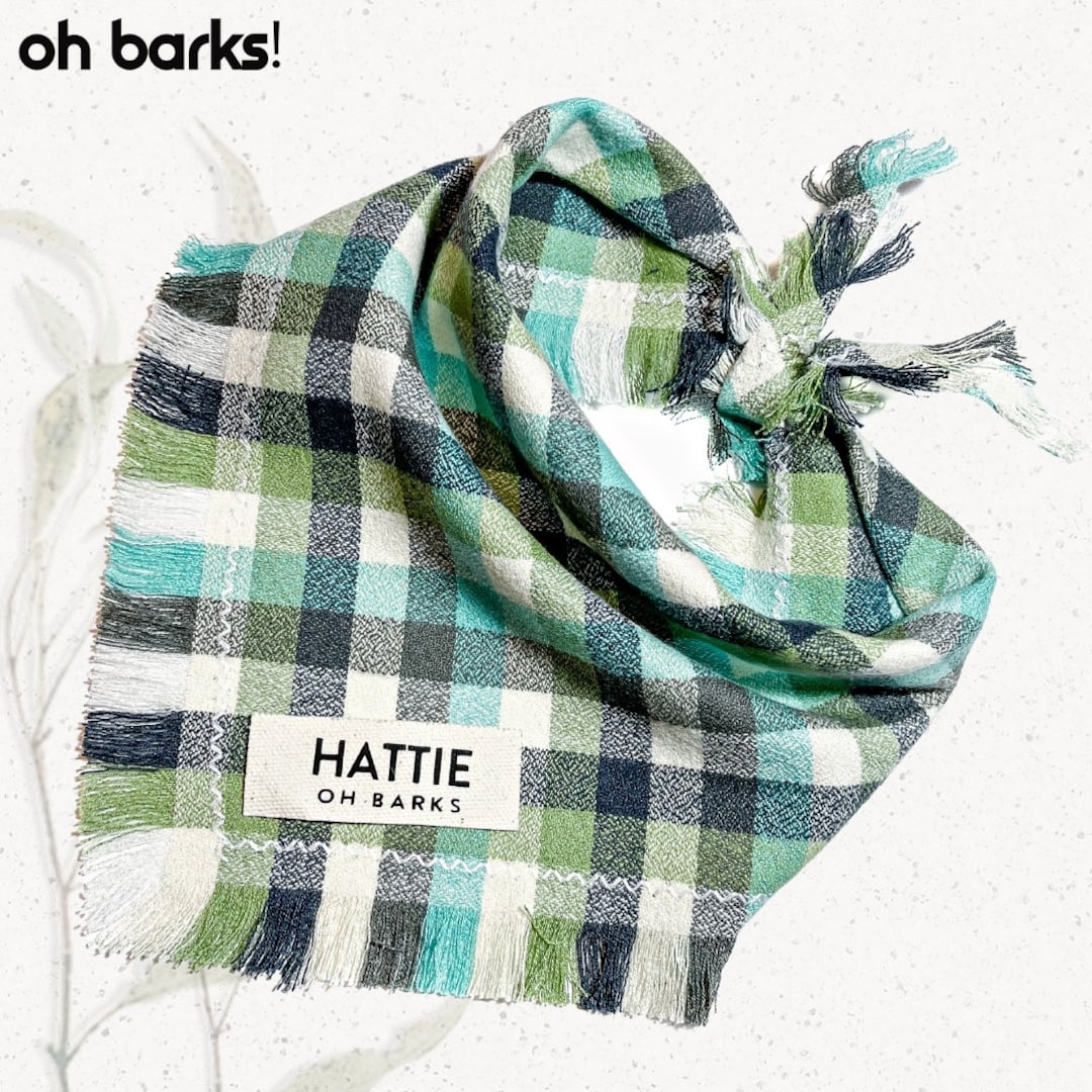 Dog Bandana Custom Dog Bandana Green Plaid Dog Bandana Flannel Dog