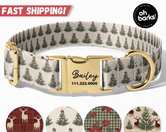 Collier de Noël pour chien, collier de chien personnalisé, colliers de chien sapin de Noël, nom de collier de chien de Noël personnalisé, cadeaux de Noël pour chien