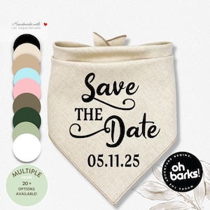 Wedding Dog Bandana SAVE THE DATE Engagement Bandana • Engagement Announcement Dog Bandana • Dog wedding bandana