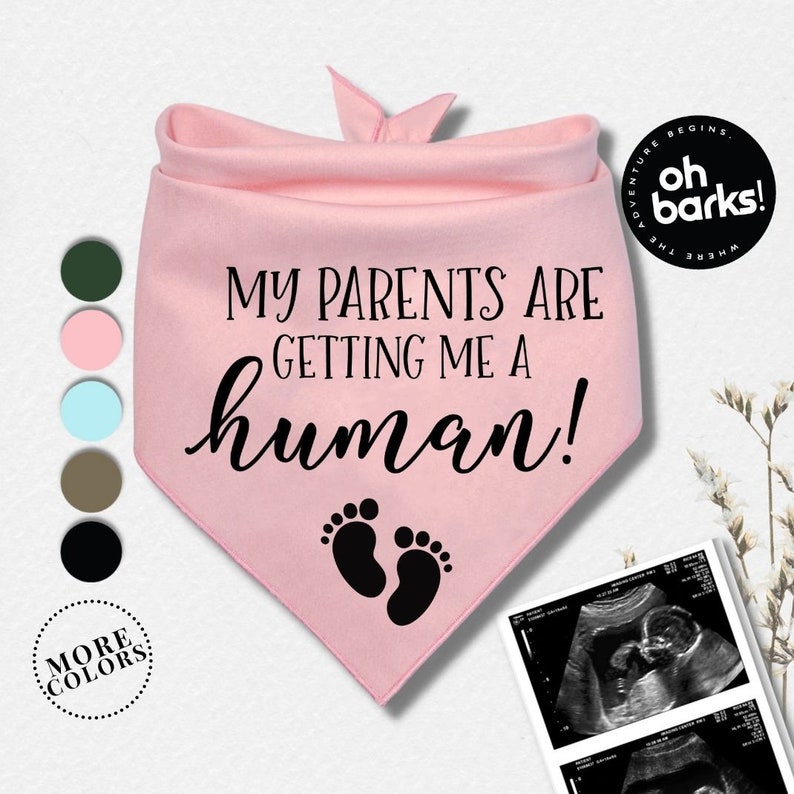 Pregnancy Announcement MY PARENTS are getting a HUMAN Dog Bandana Baby Announcement Birth Announcement Pregnancy gender reveal image 8