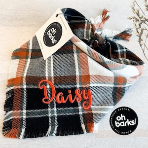 Dog Plaid Bandana Fall Pumpkin Spice Dog Bandana  • Dog Bandana for Photoshoot • Tartan Plaid Scarfs gifts for  pets • Orange pet Scarf