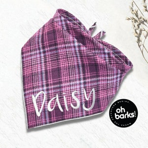 Personalized Dog Bandana with name • Plaid Dog Bandana • Custom Dog Bandana • Gifts for pets • Tartan Plaid Dog Bandana •Cat Bandana