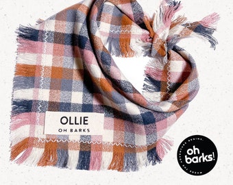 DOG Bandana  • Custom dog bandana • Plaid Frayed flannel dog bandana • Dog Neckwear • new puppy gift • Pink Dog bandana