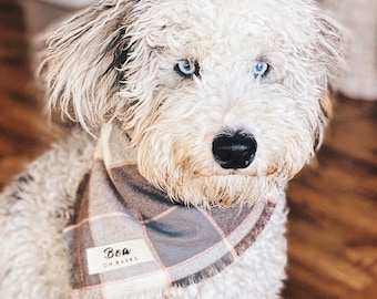 Dog Bandana • Personalized Dog bandana • Plaid Frayed dog bandana • Dog Neckwear • custom Dog Bandana •Tie back dog Bandana