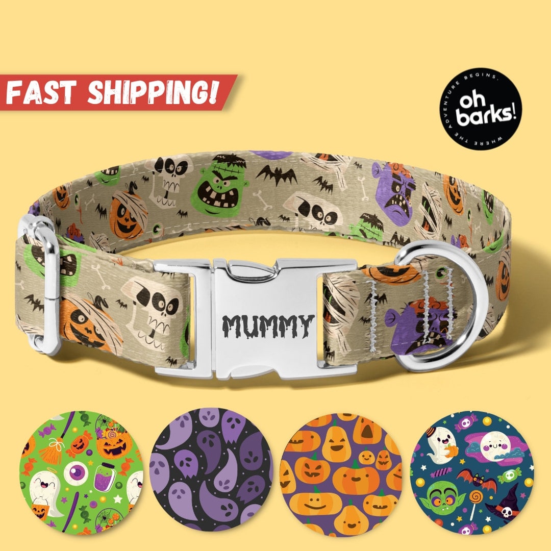 Halloween Dog Collar Skeleton Mummy Dog Collar Personalized Etsy