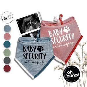 Pregnancy Announcement • BABY SECURITY DOG in training Dog Bandana • Big Sis Bro Dog Bandana • Baby Announcement • Birth Announcement