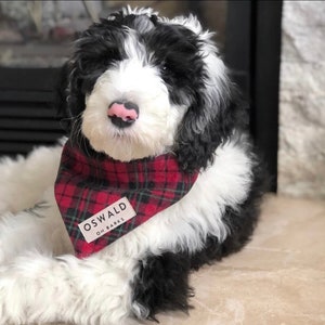 Dog Bandana • Custom Dog Bandana • Buffalo RED Plaid dog bandana • Christmas dog bandana • New puppy gift