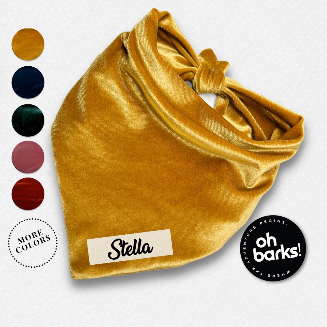 GOLD Velvet Dog Bandana Personalized Christmas Dog Bandana Custom Name