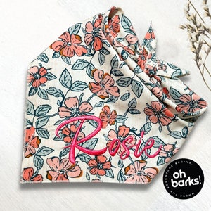 Dog Bandana • Flower Dog Bandana • Personalized Floral Dog Bandana • Spring  Summer Pink Dog Bandana • Cat Bandanas