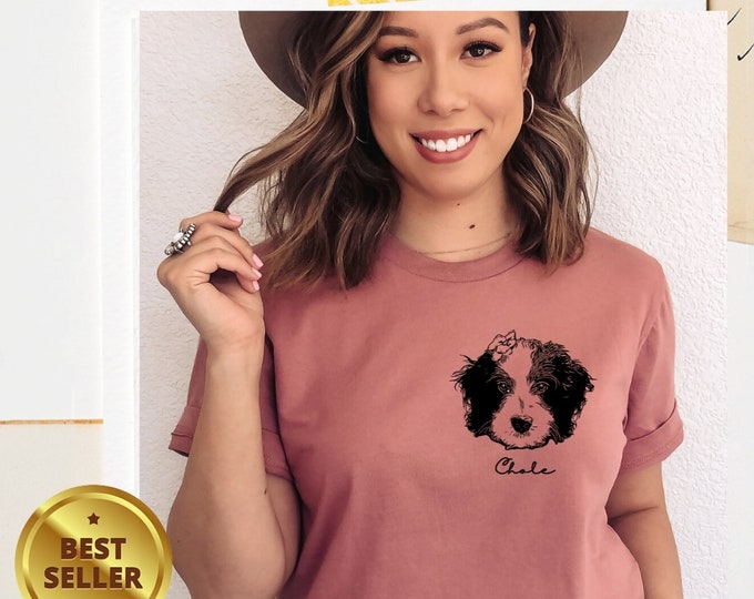 Custom Pet Gift Custom Dog Portrait Tshirt Personalized Etsy