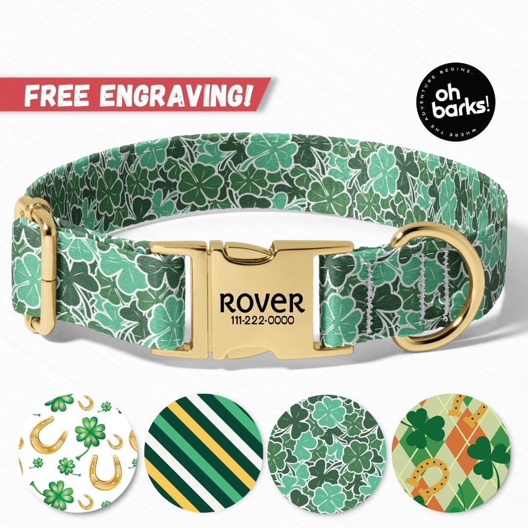 St Patrick's Day Dog Collar , St. Patrick's CLOVER Dog Collars , Irish