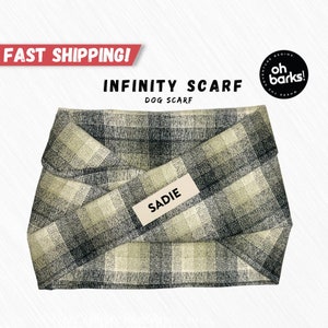 Plaid Dog Infinity Scarf: Hunter Green Flannel, Fall Fashion