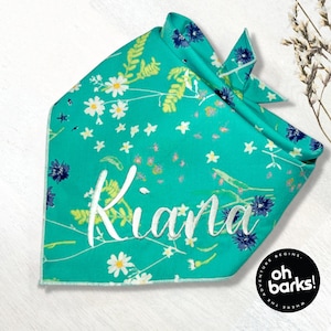 Embroidered Floral Dog Bandana: Personalized Pet Bandana