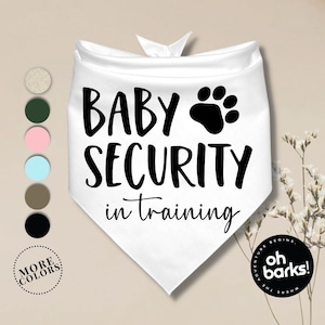Pregnancy Announcement  BABY SECURITY DOG in training Dog Bandana • Big Sis Bro Dog Bandana • Baby Announcement • Birth Announcement