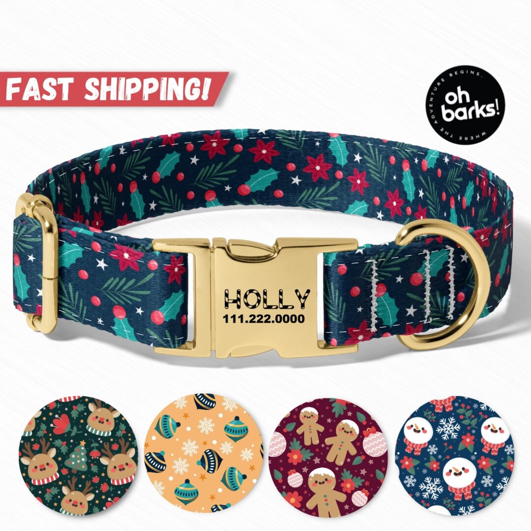 Christmas Dog Collar , REINDEER Christmas Dog Collar , Girl Dog Collar